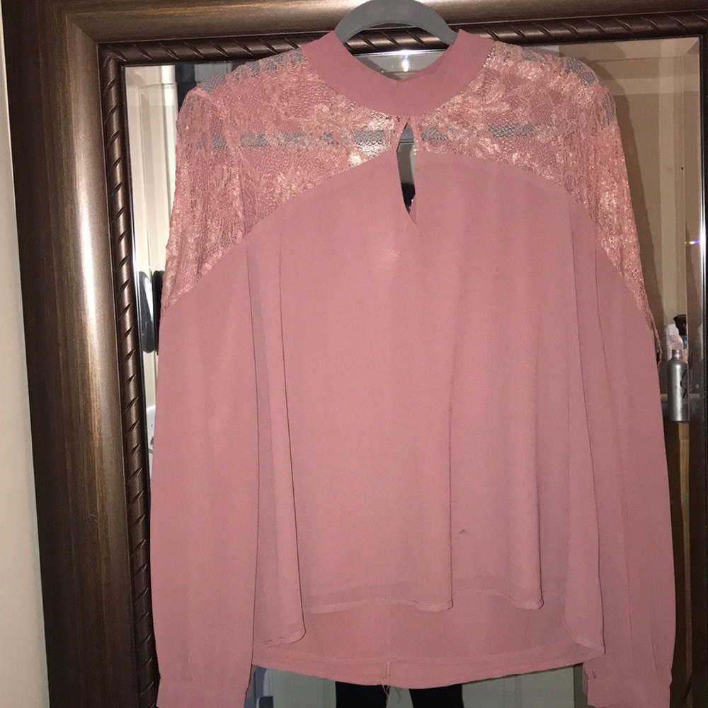 High neck, laced long sleeve shirt